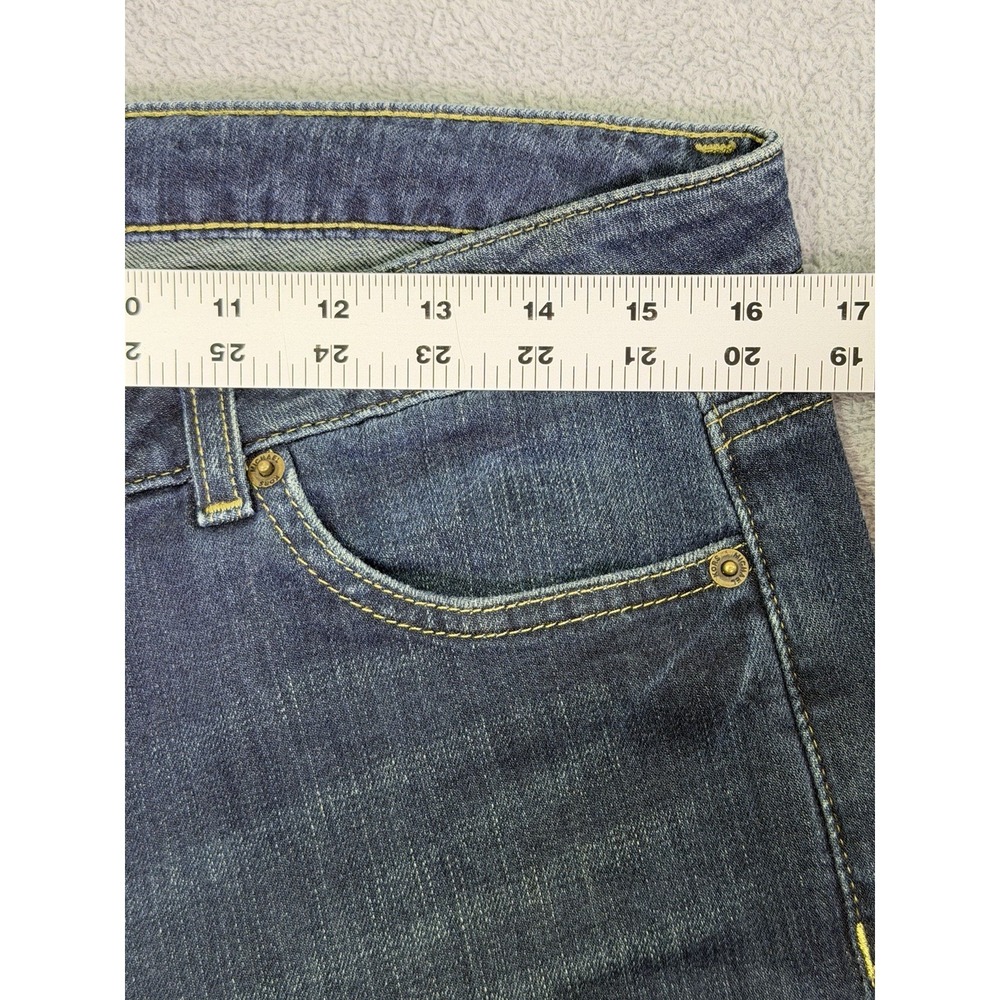 Michael Kors Jeans Womens 8 Blue Dark Wash Mid Rise Bootcut Fringe Stretch - Picture 3 of 10